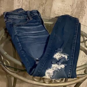 American Eagle Woman’s Blue Jeans . Size 4. Distressed looking